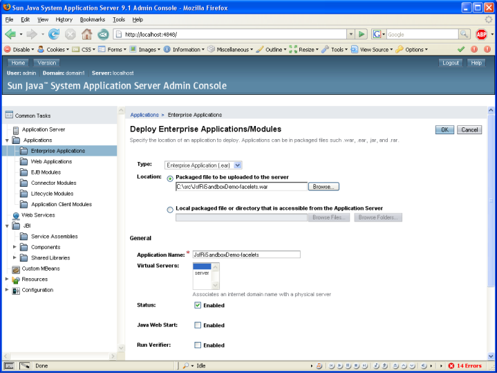 glassfish admin console deploy1