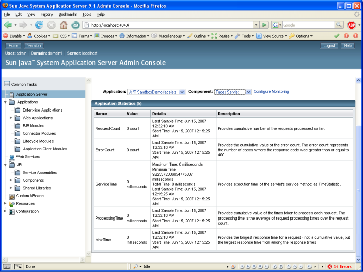 glassfish admin console perf3