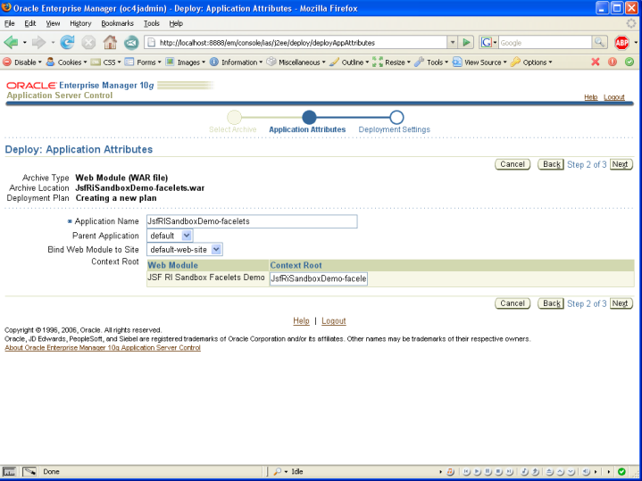 oc4j admin console deploy2