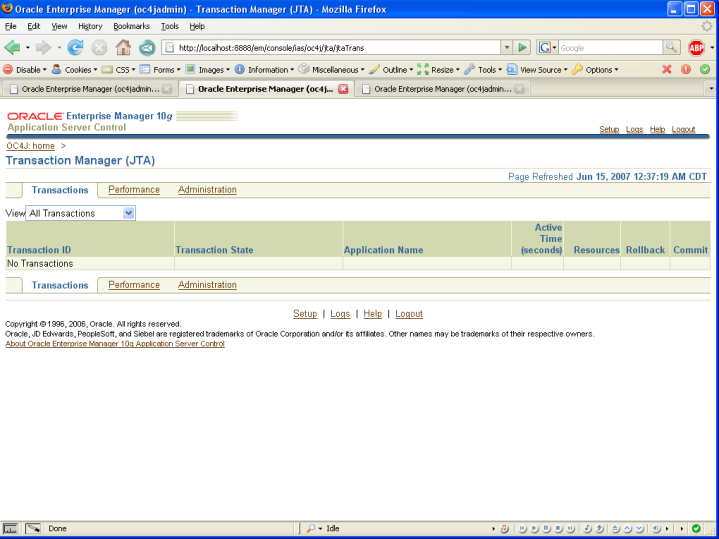 oc4j admin console jta1